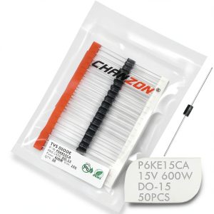 Chanzon TVS Diodes P6KE15CA 600W 15V DO-15 Axial Pack of 50-0