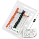 Chanzon TVS Diodes 1.5KE33CA 1500W 33V Pack of 20 Bidirectional-0