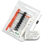 (Pack of 20 Pieces) Chanzon TVS Diodes 1.5KE6.8CA 1500W 6.8V DO-201AD (DO-27) Bidirectional Channel 1500 Watt 6.8 Volt-0