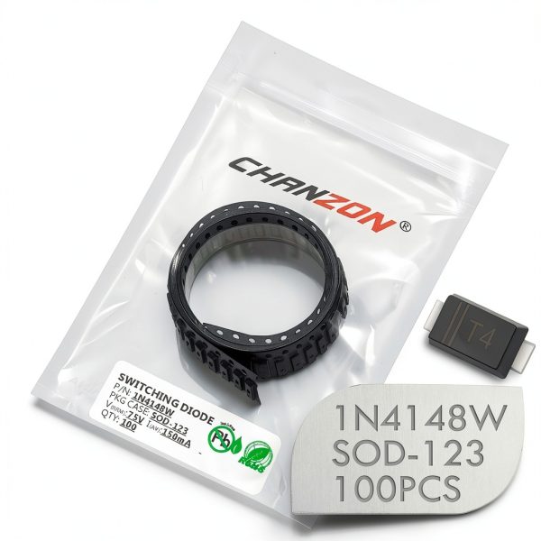(Pack of 100 Pieces) Chanzon 1N4148W SMD Small Signal Fast Switching Diodes High-Speed 150mA 75V SOD-123 IN4148W 150 mA 75 Volt (Marking T4)-0