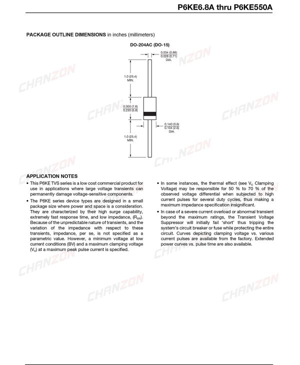 Chanzon TVS Diodes P6KE24A 600W 24V Unidirectional Suppressor-5